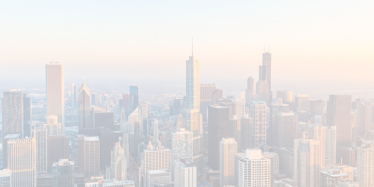 Chicago skyline with white filter